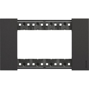Рамка, немецкий стандарт, цвет черный, 1шт, на 4 модуля, KA4804KG, Bticino, Living now.