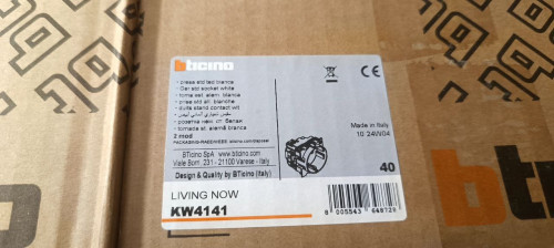 Розетка, 2M, цвет- белый, 16 А - 250 В переменного тока, 2P+T немецкий стандарт, Bticino, Living Now, KW4141